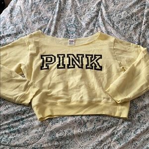 Vs pink yellow off the shoulder crew neck